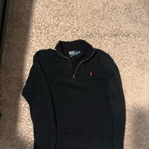 Polo Ralph Lauren Men’s Black Quarter-Zip Sweater Red Logo Size M